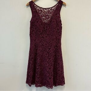 David's Bridal Wine Lace Mini Dress